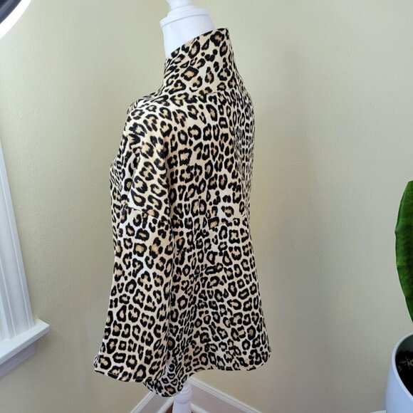 Chico's Animal-Print Mock-Neck Top SZ S 3/4 Sleeve Straight Hip Length Hem - Picture 6 of 15